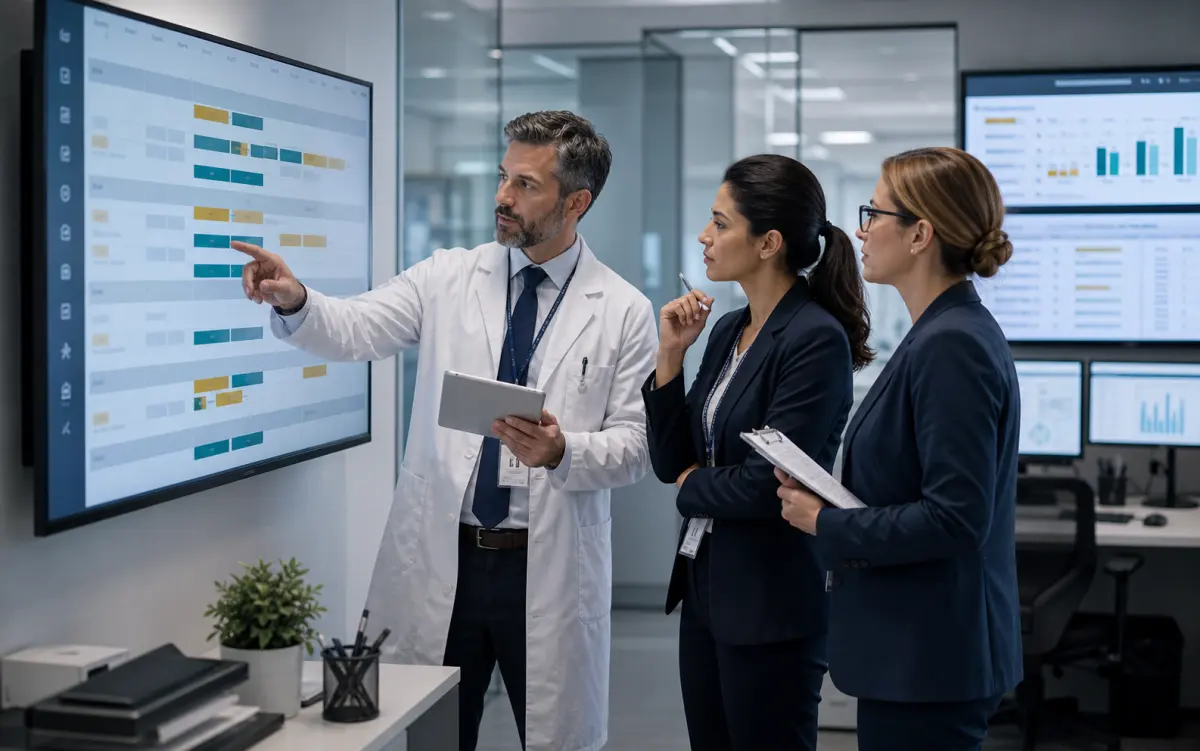 Coordenação médica acompanhando escalas e indicadores de operação